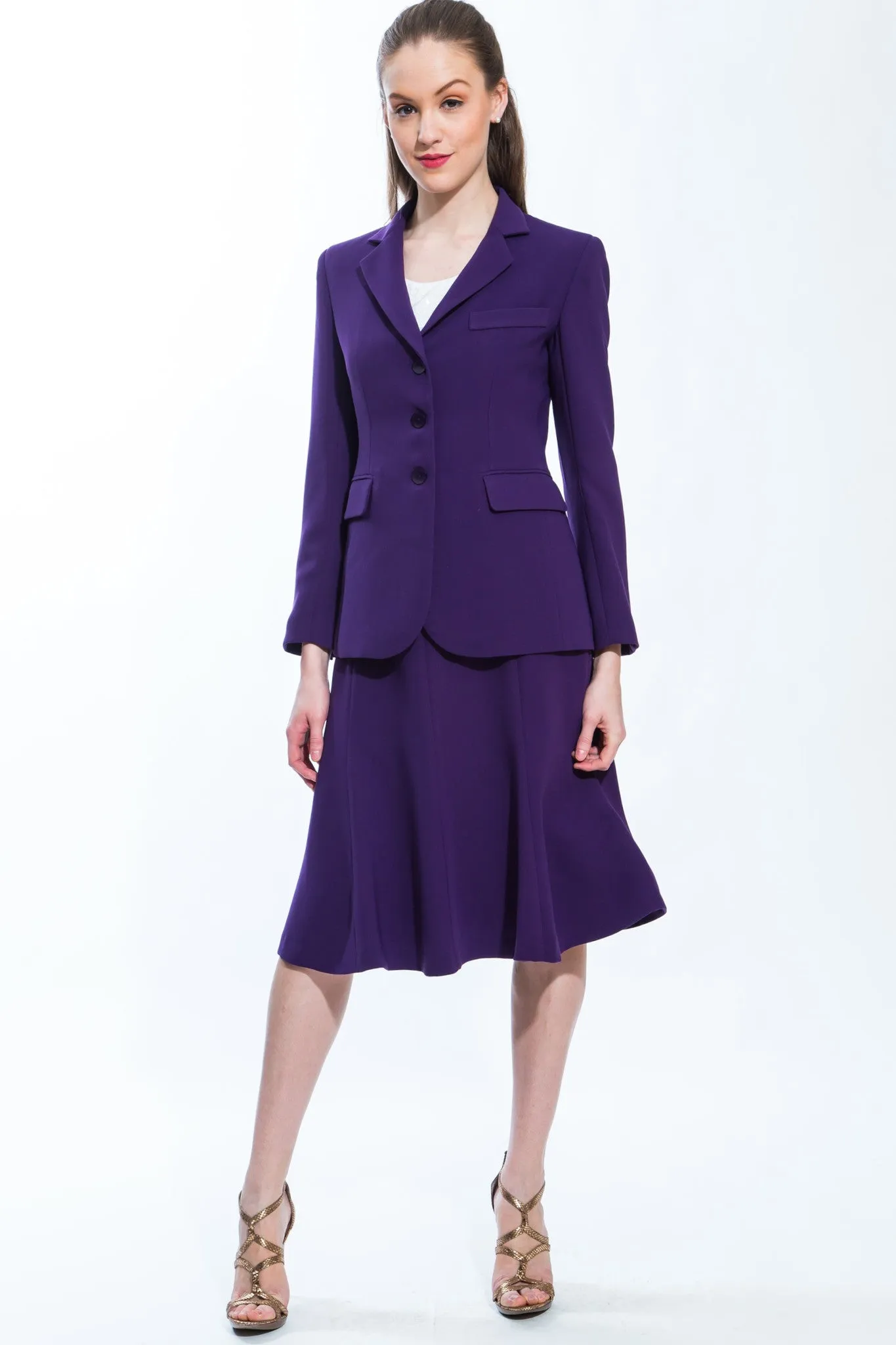Classic Jacket & Skirt Suit Set (Purple) Style 158/159