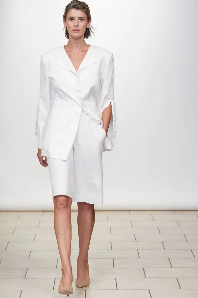 Classic Linen Jacket   Shorts Set Style #1901JK (White)