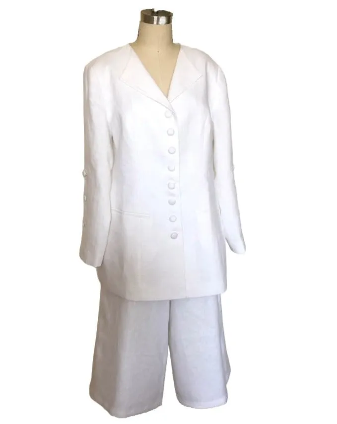 Classic Linen Jacket   Shorts Set Style #1901JK (White)