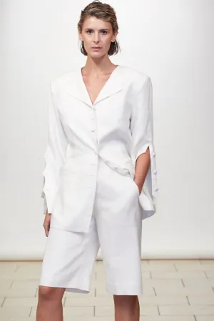 Classic Linen Jacket   Shorts Set Style #1901JK (White)