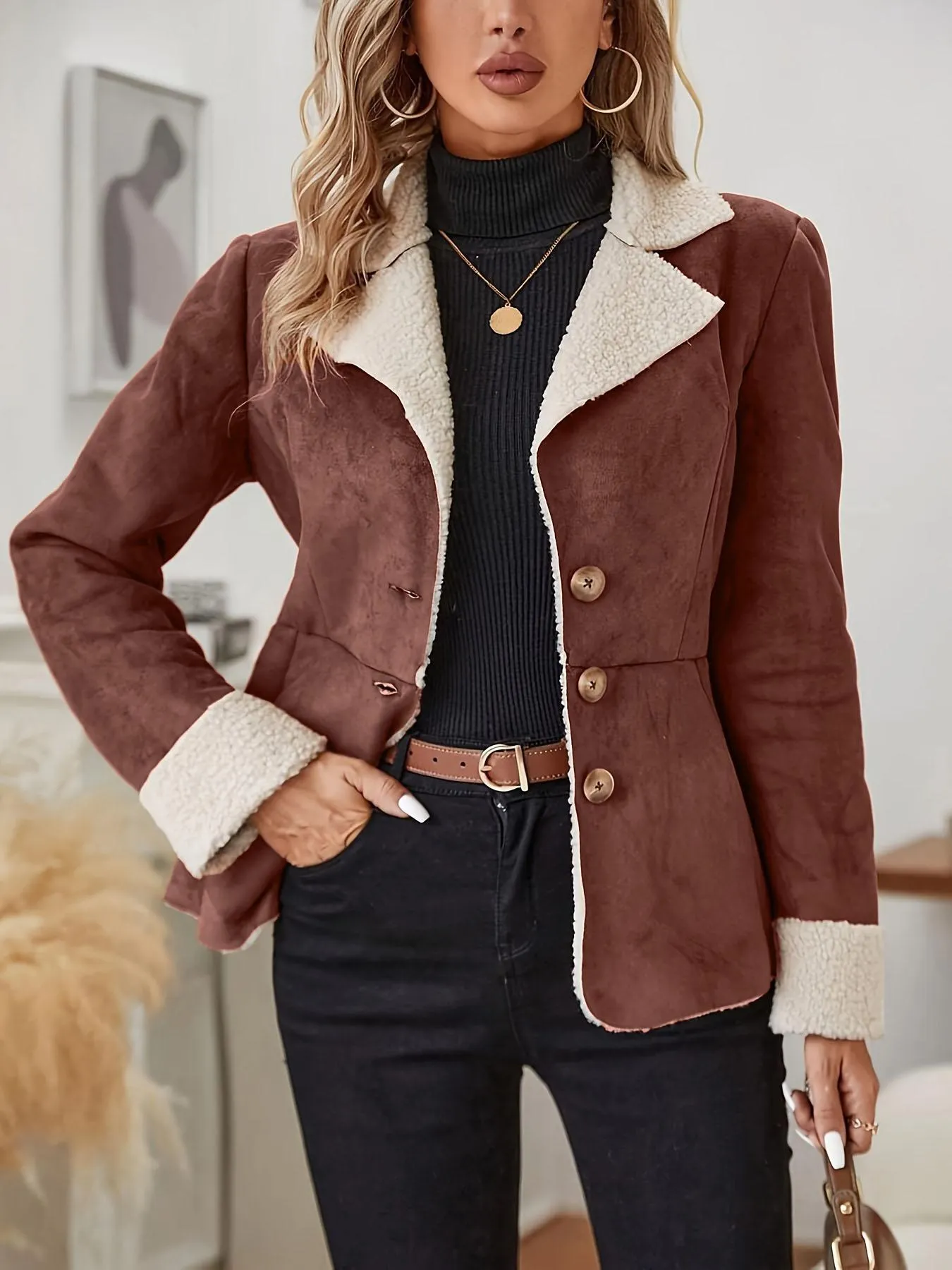 Cold-Proof Leather & Velvet Coat