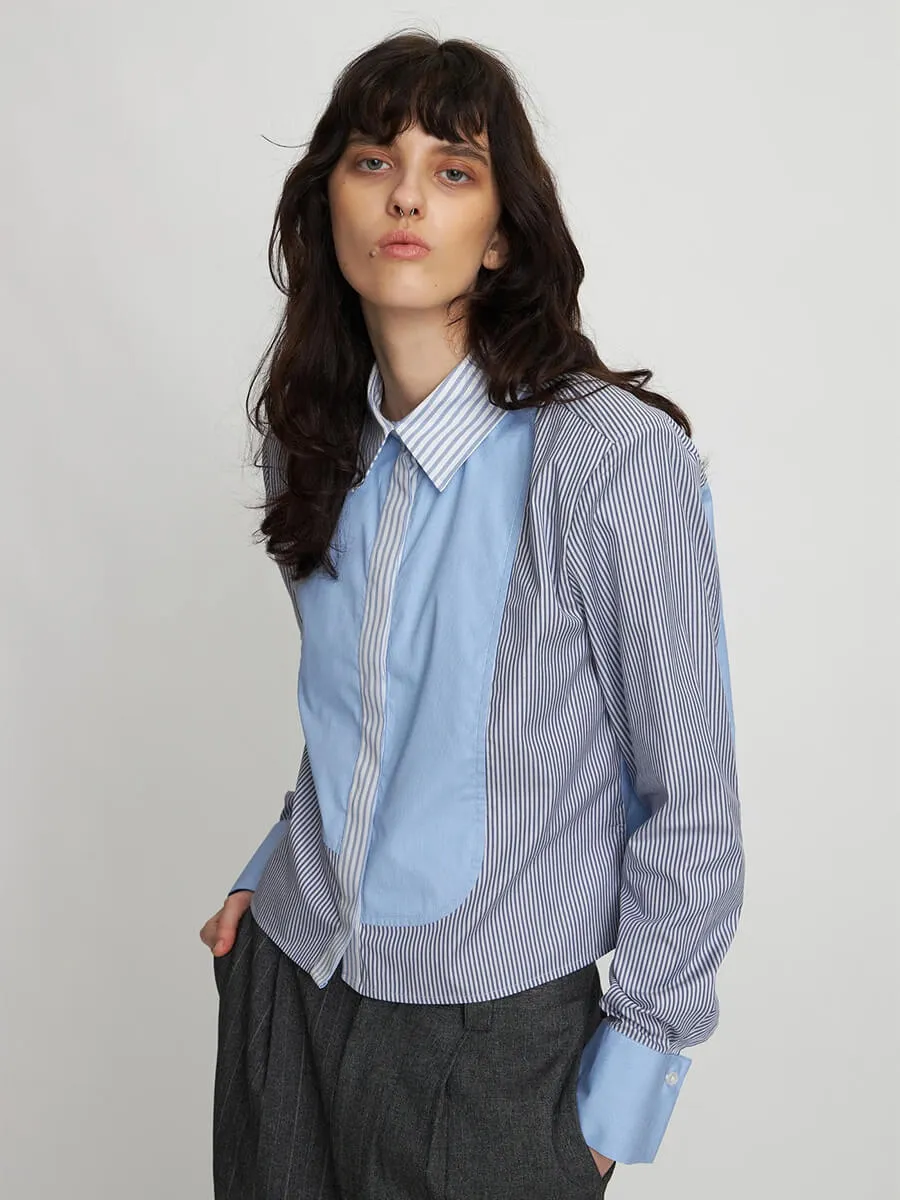 Combine Stripe Cropped Shirt