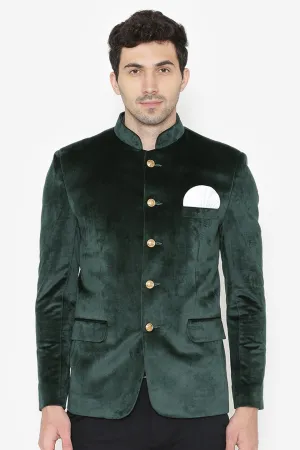 Cotton Velvet Green Bandhgala