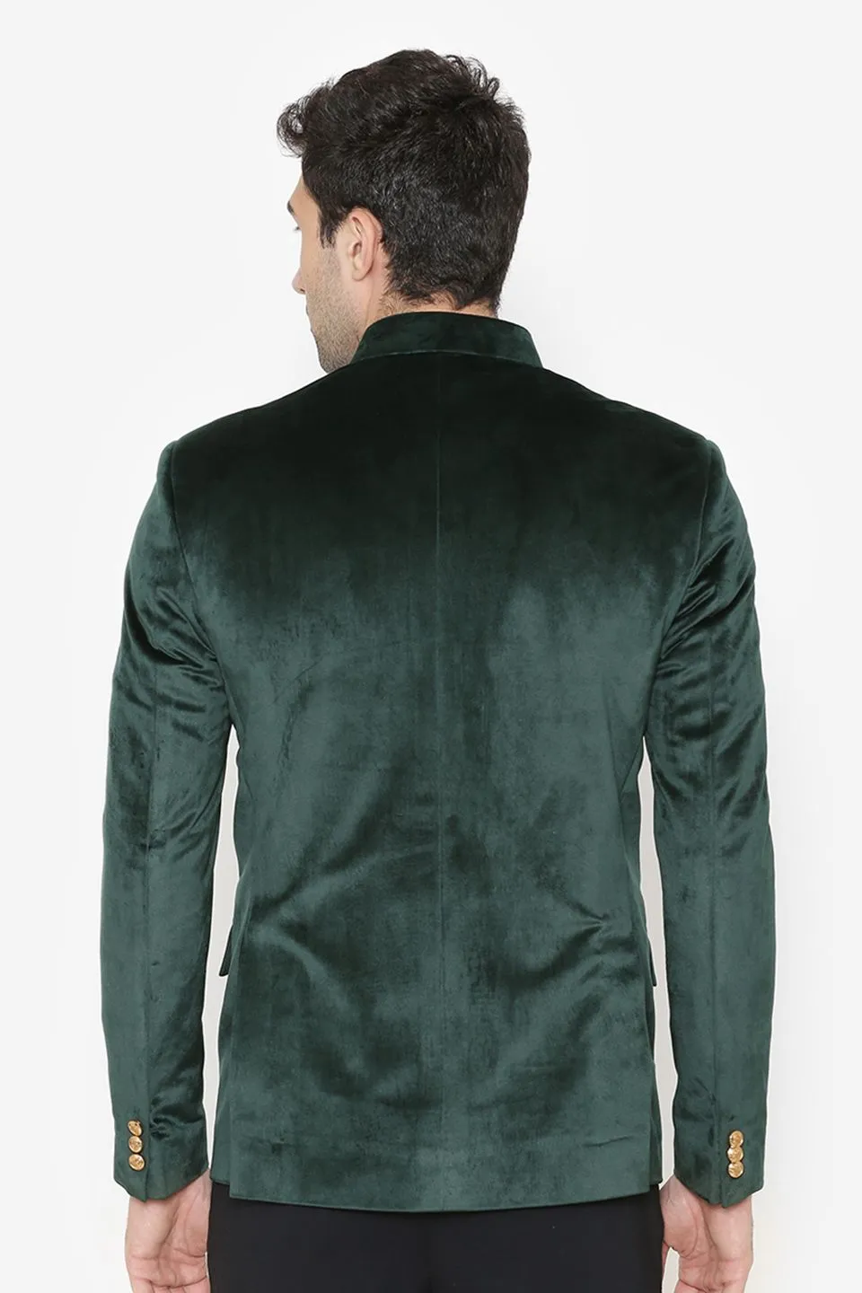Cotton Velvet Green Bandhgala