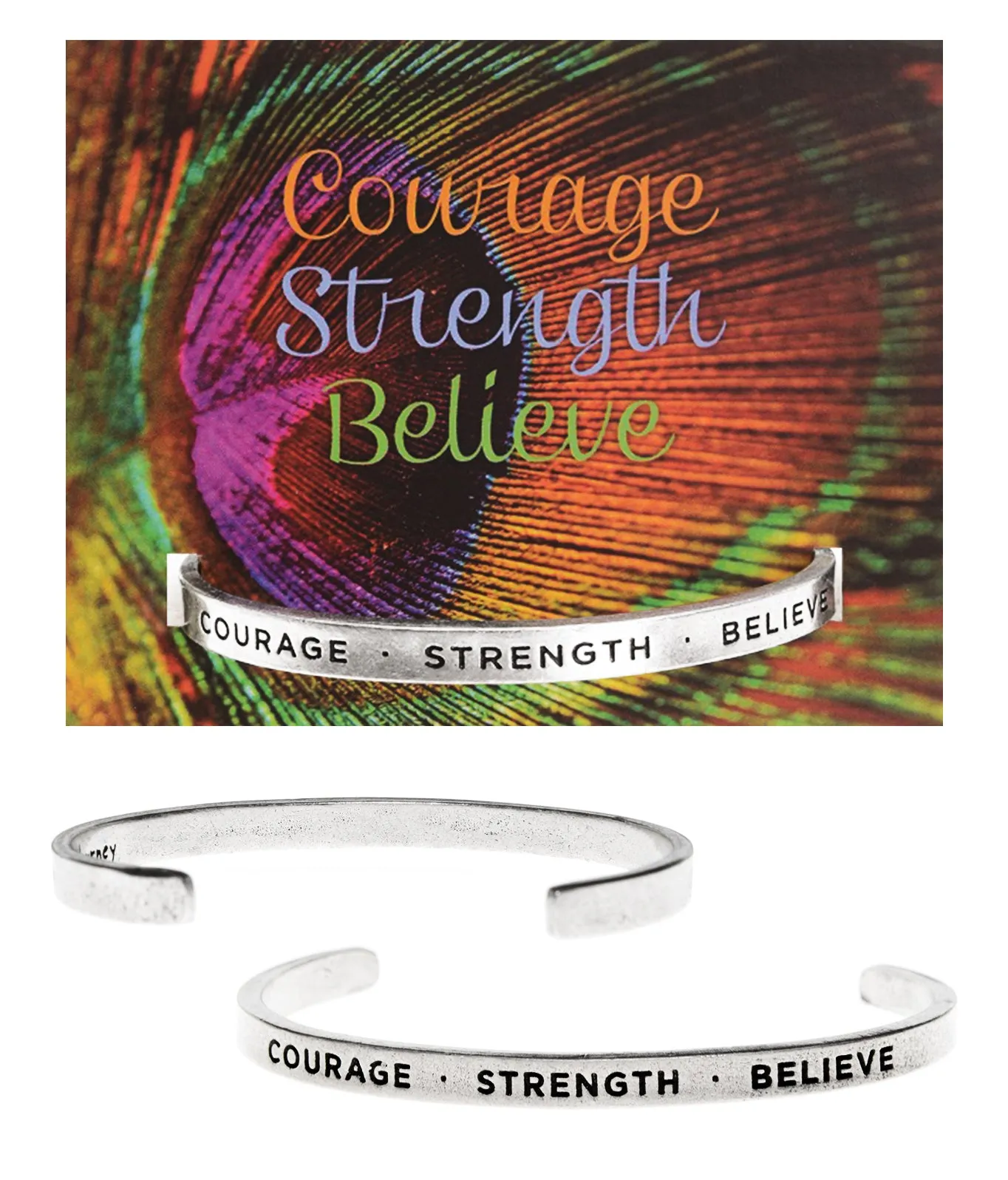 Courage-Strength-Believe Quotable Cuff Bracelet