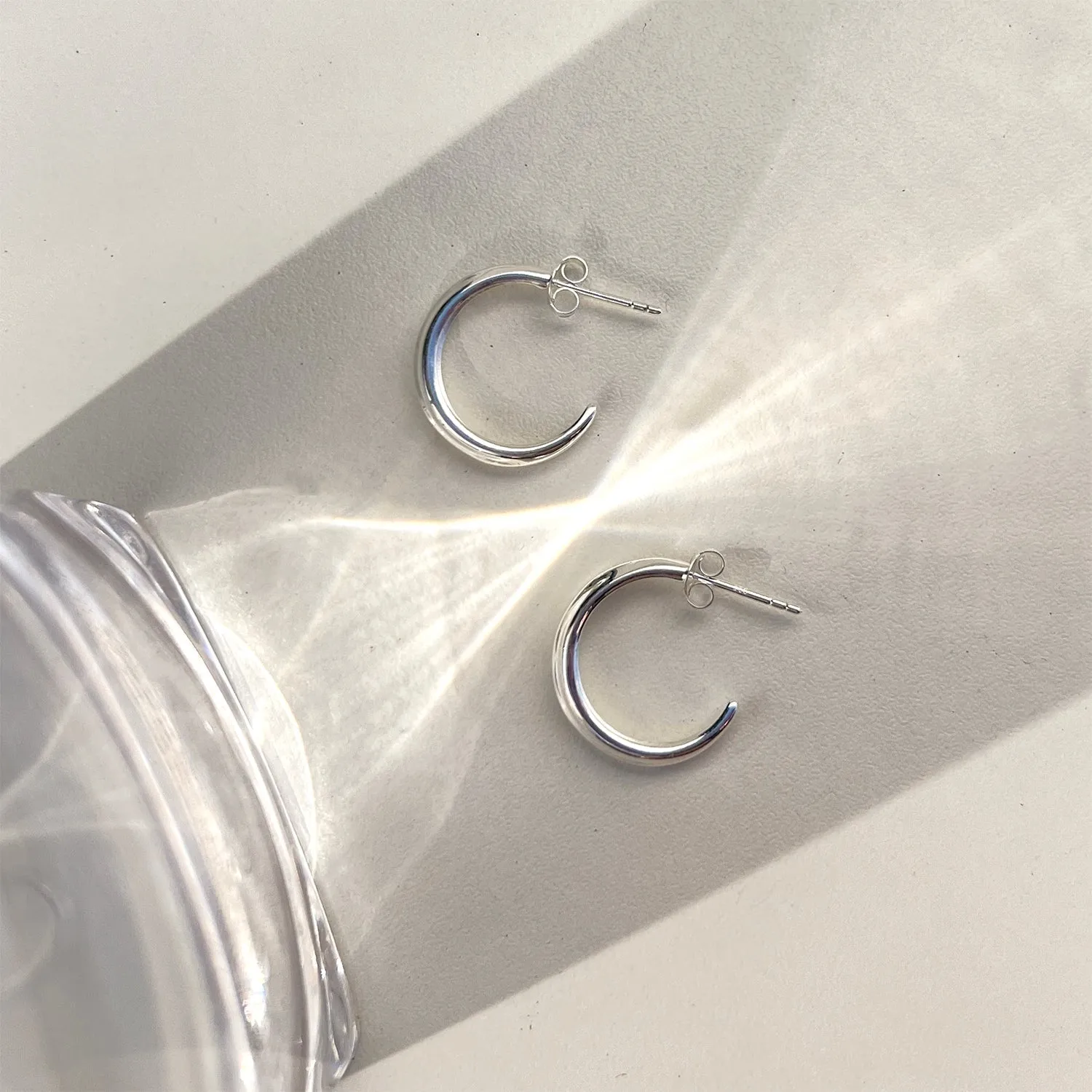 Crescent Hoops Silver Small