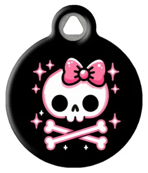 Cute Girl Skull And Crossbones Pet ID Tag