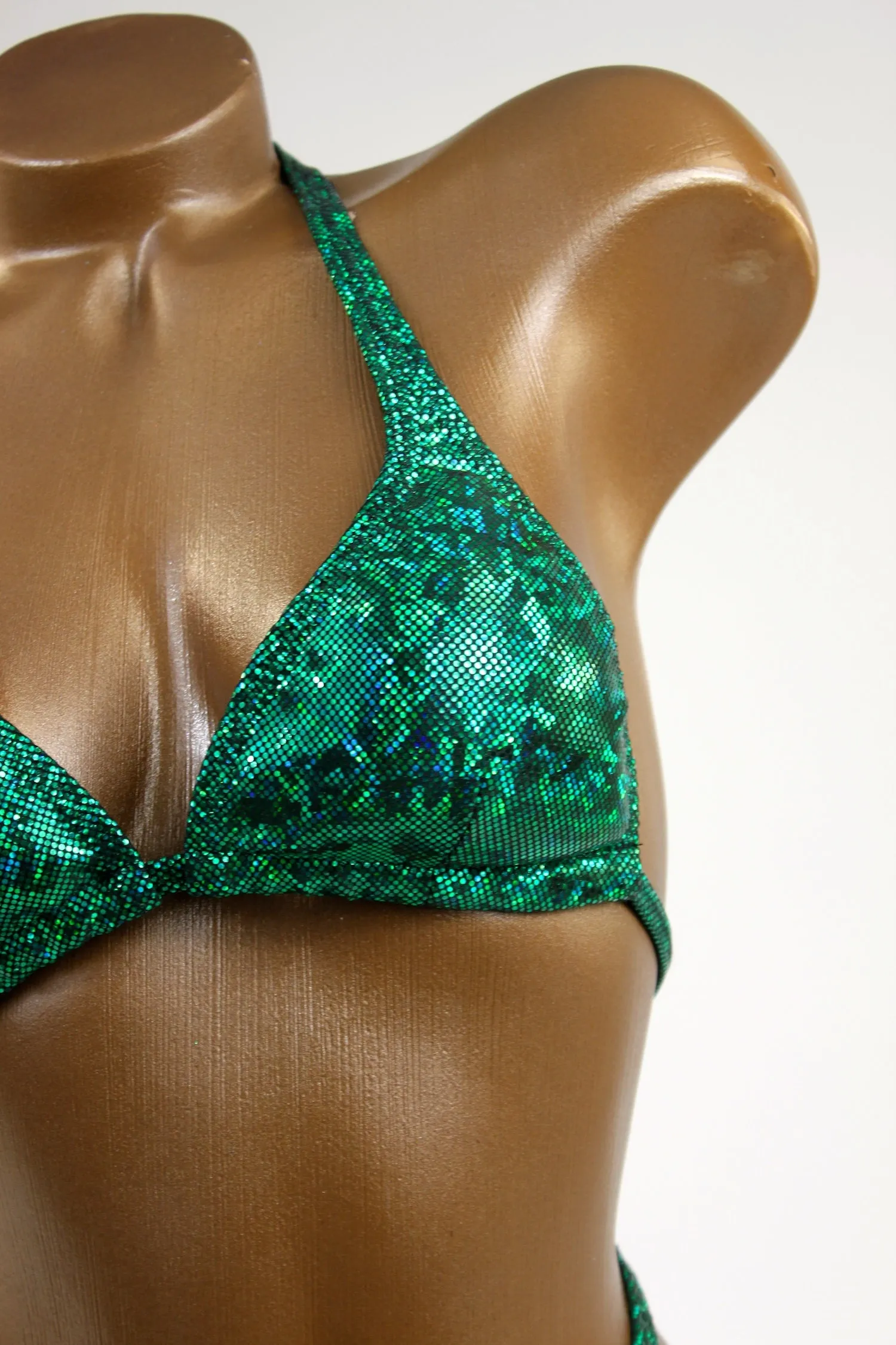 Dark Green Hologram Spandex Posing Suit
