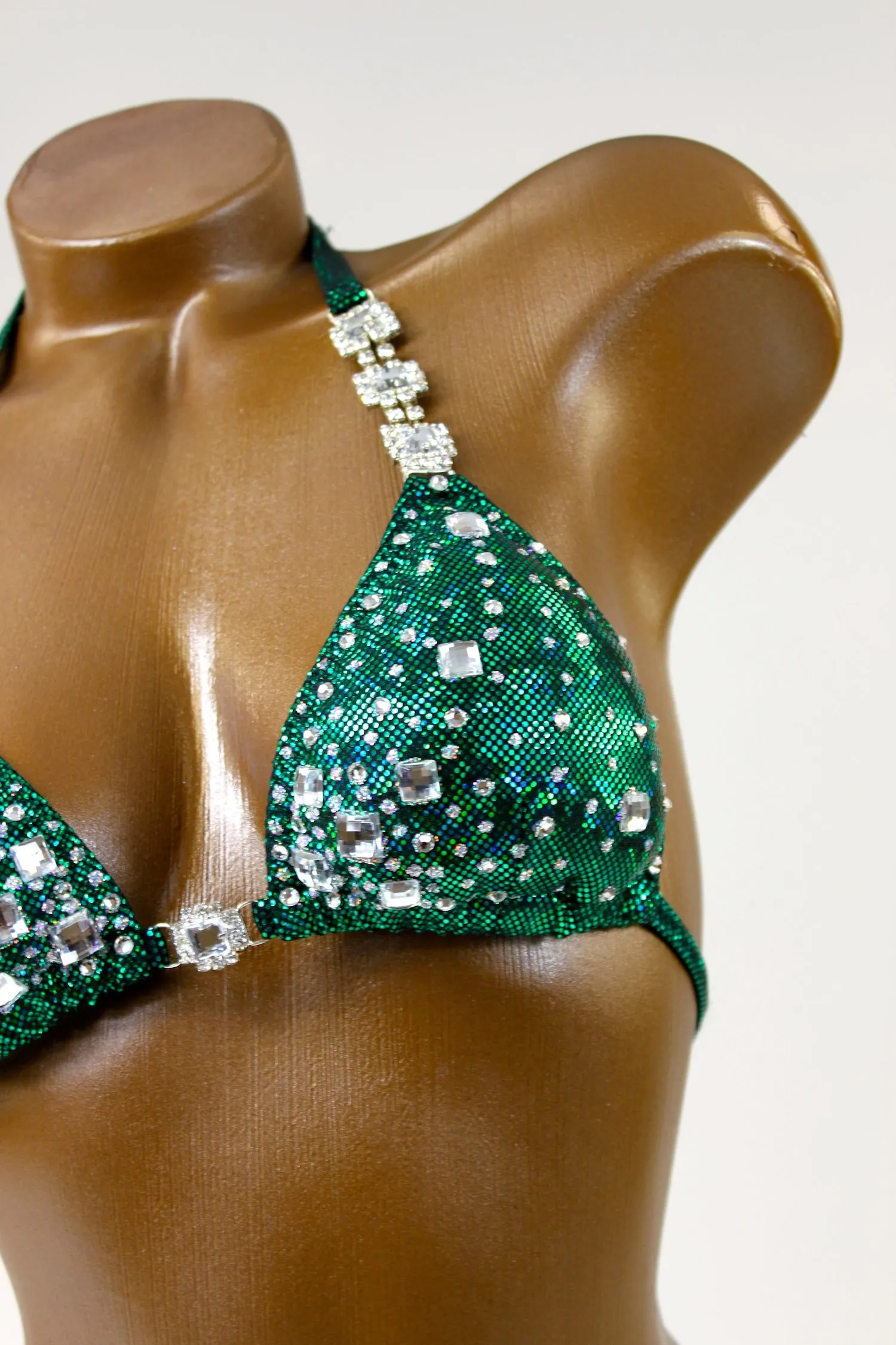 Dark Green Square Connectors Bikini Suit