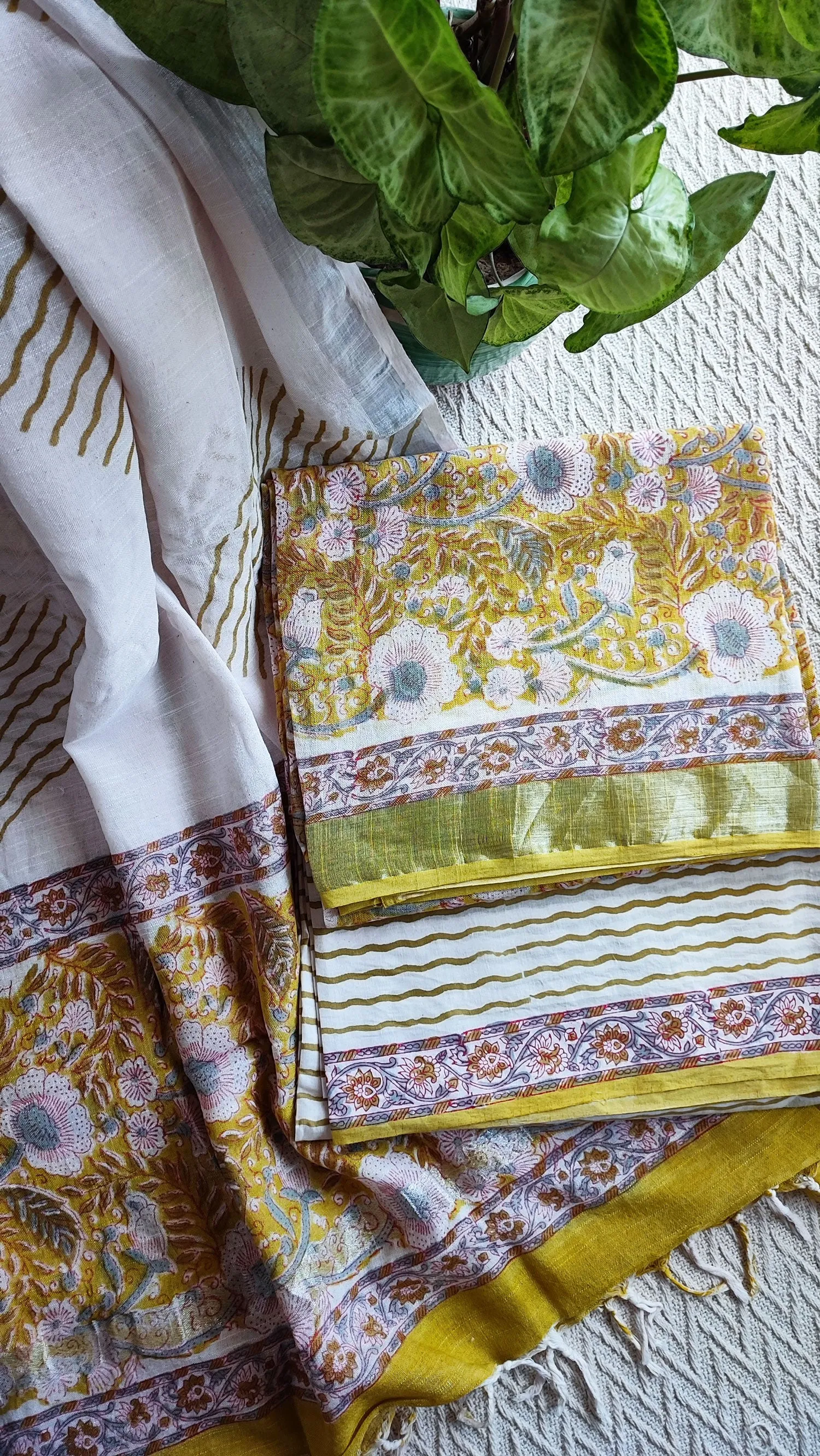 Dhani Green Handblock Print Cotton Linen Suit Set