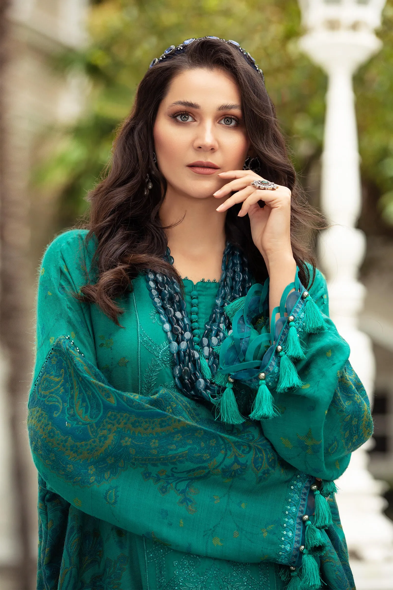 DL-901-Sea Green | Maria B Winter Linen Unstitched Collection 2021 | Unstitched Embroidered Linen Suits