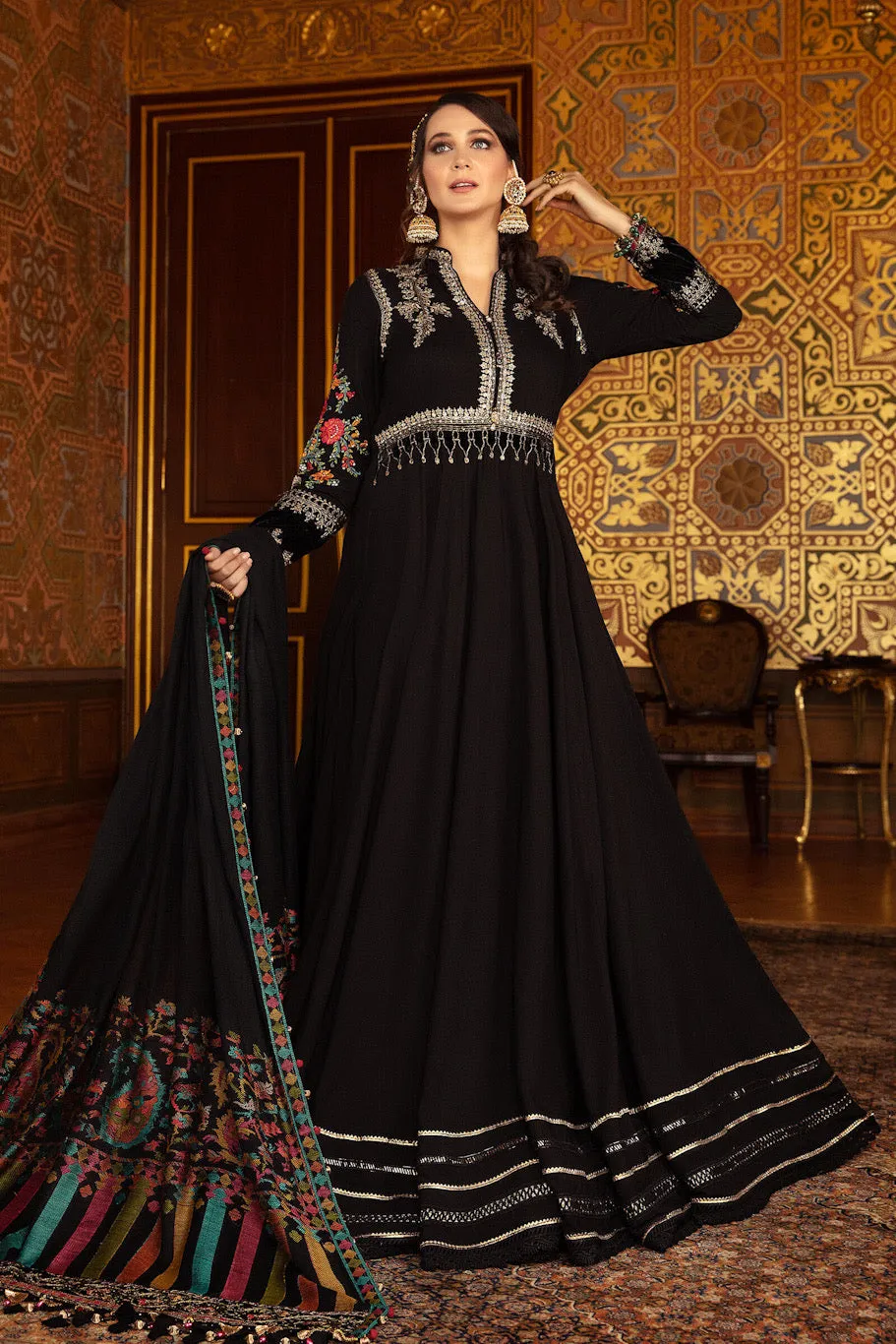 DL-906-Black | Maria B Winter Linen Unstitched Collection 2021 | Unstitched Embroidered Linen Suits