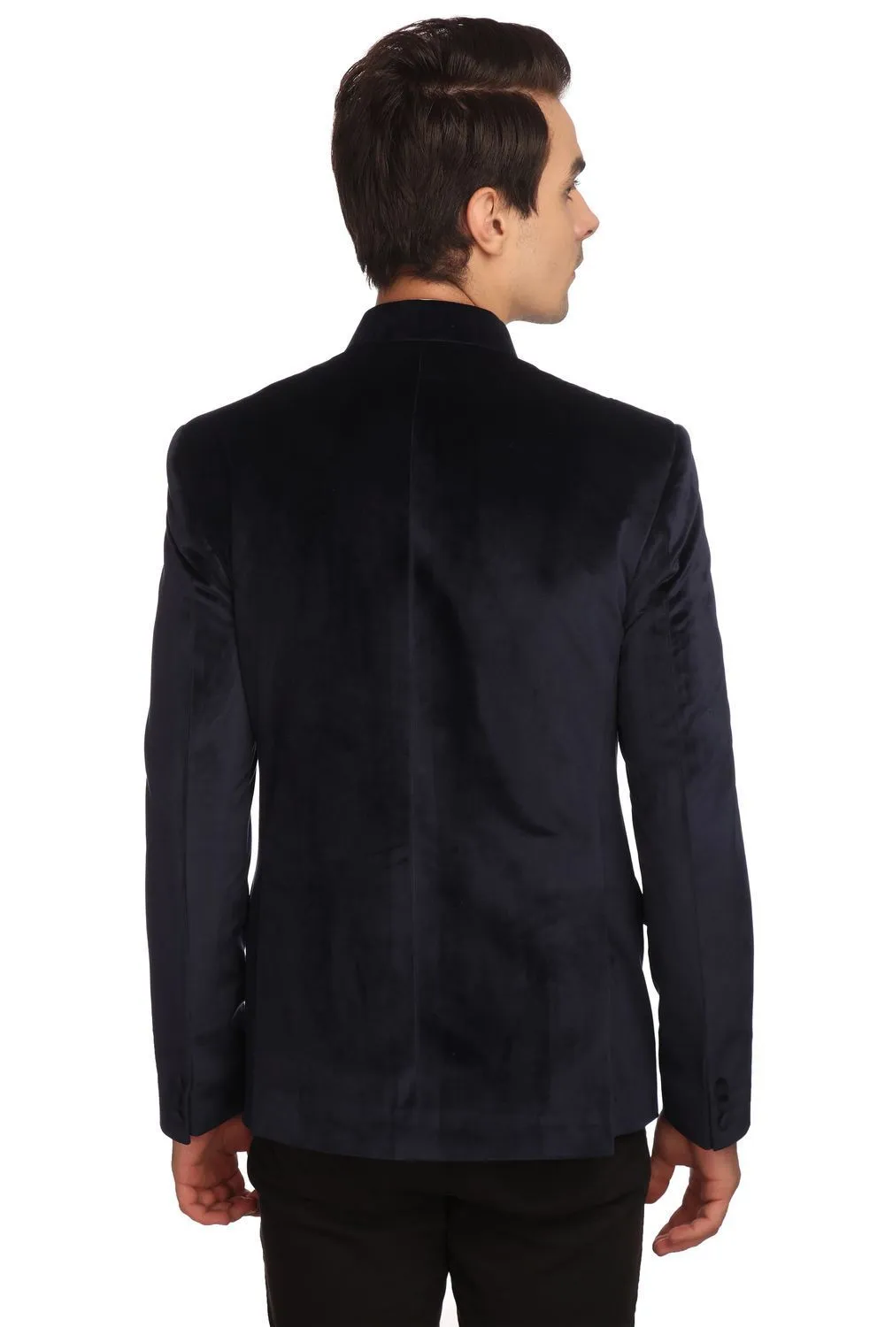 Dust-Free Cotton Velvet Blue Bandhgala