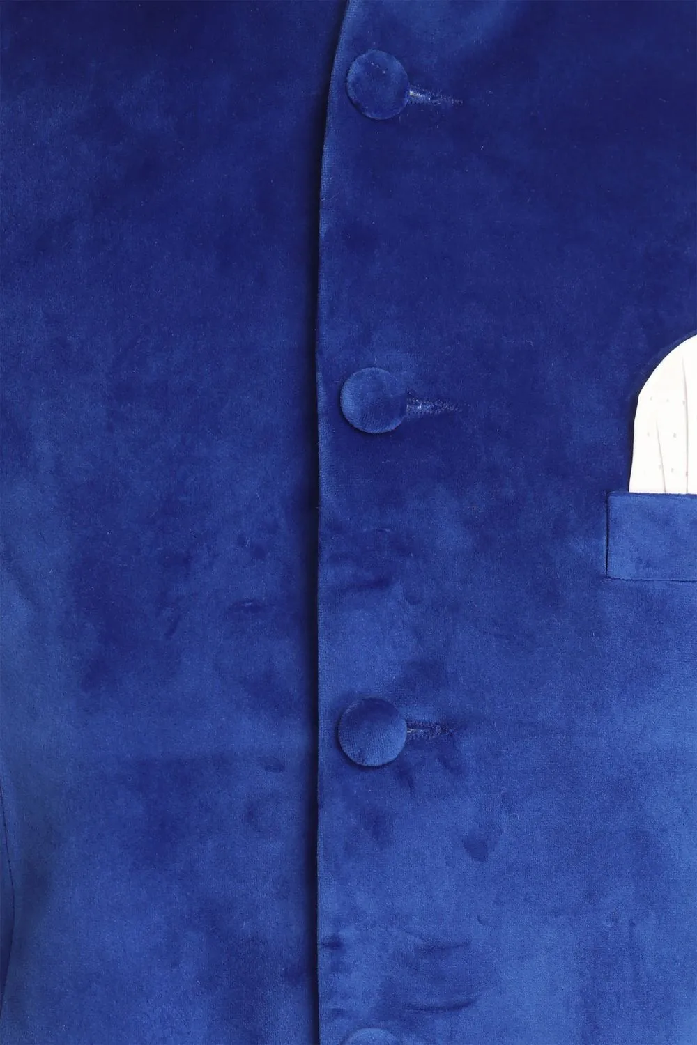 Dust-Free Cotton Velvet Blue Bandhgala