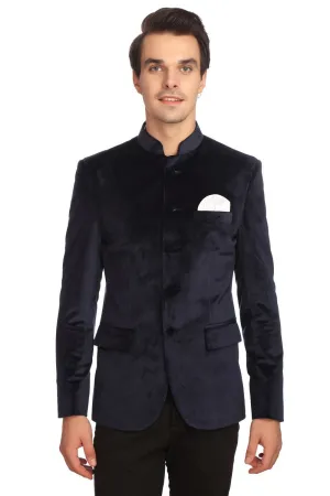 Dust-Free Cotton Velvet Blue Bandhgala