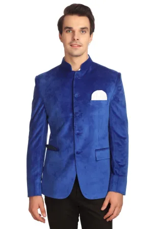 Dust-Free Cotton Velvet Blue Bandhgala