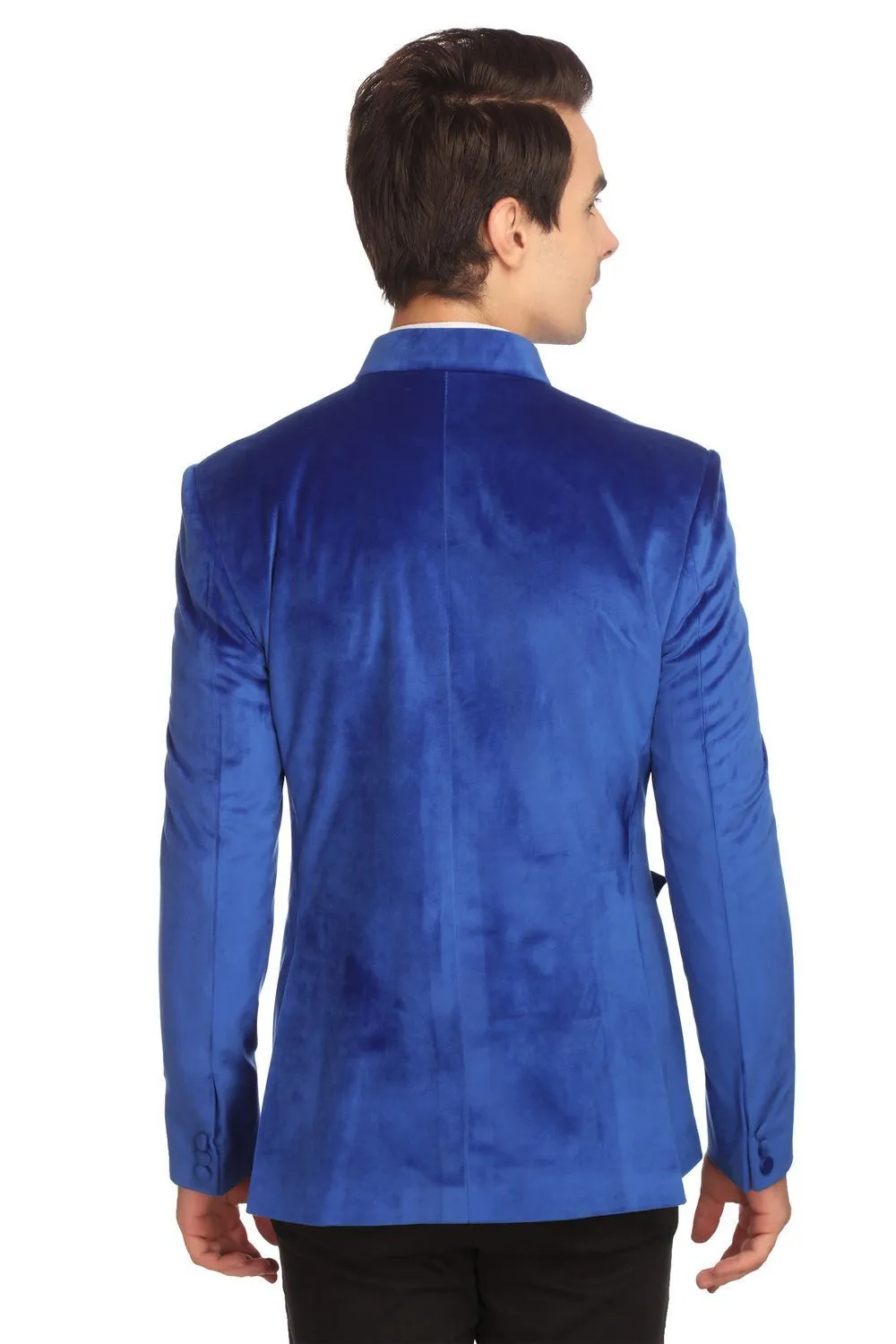 Dust-Free Cotton Velvet Blue Bandhgala