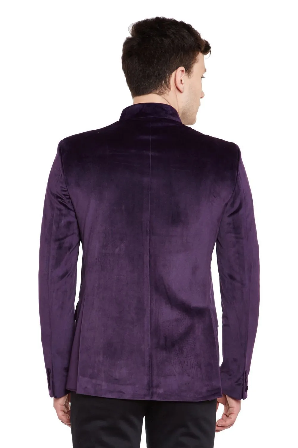 Dust-Free Cotton Velvet Purple Bandhgala