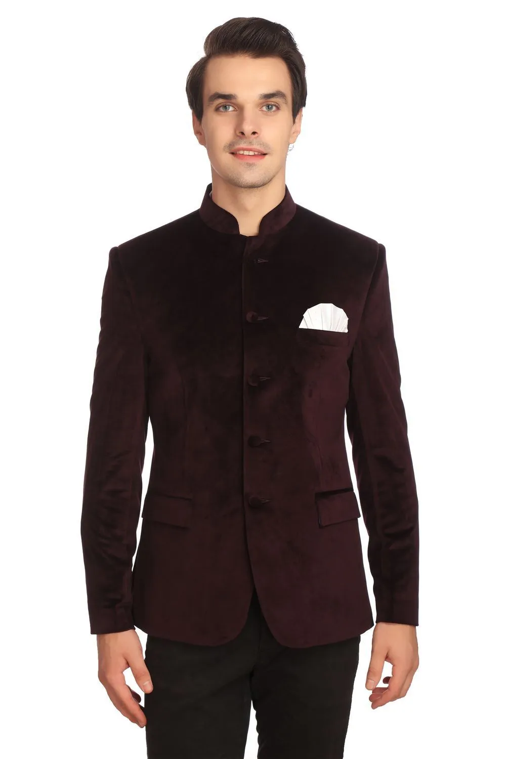 Dust-Free Cotton Velvet Purple Bandhgala