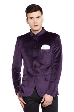 Dust-Free Cotton Velvet Purple Bandhgala