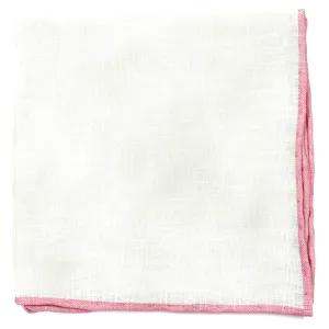 Dusty Pink Border Linen Pocket Square