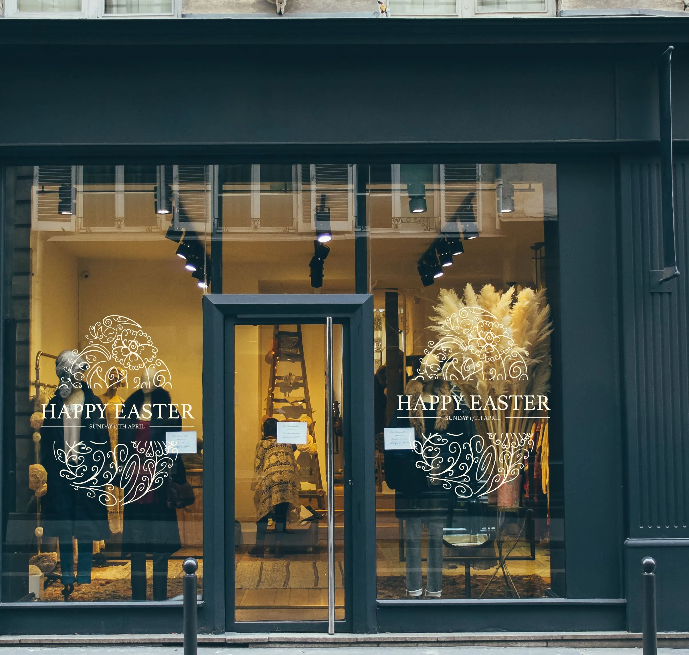 Easter Egg Floral Retail Window Vinyl