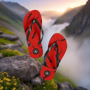 Eden Garden Red Lizard Print Flip Flops