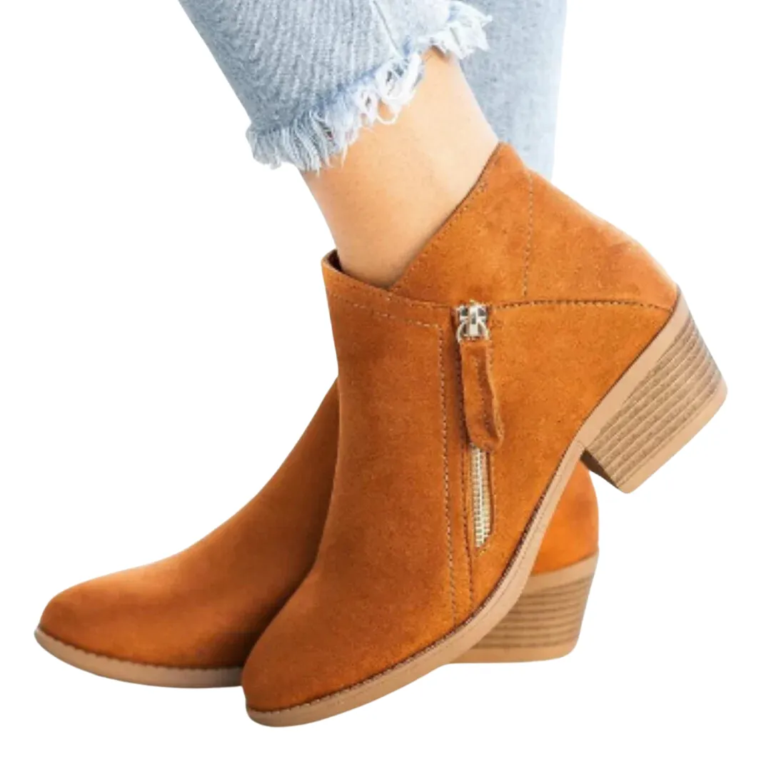 Ellie | Women Winter Warm Zip Ankle Boots | Heeled