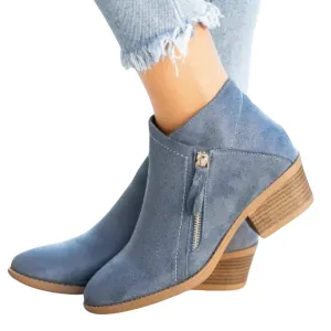 Ellie | Women Winter Warm Zip Ankle Boots | Heeled