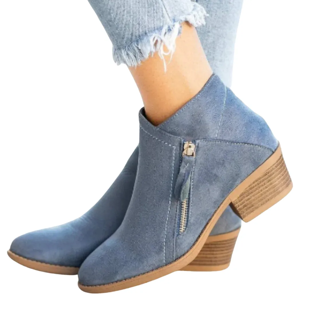 Ellie | Women Winter Warm Zip Ankle Boots | Heeled