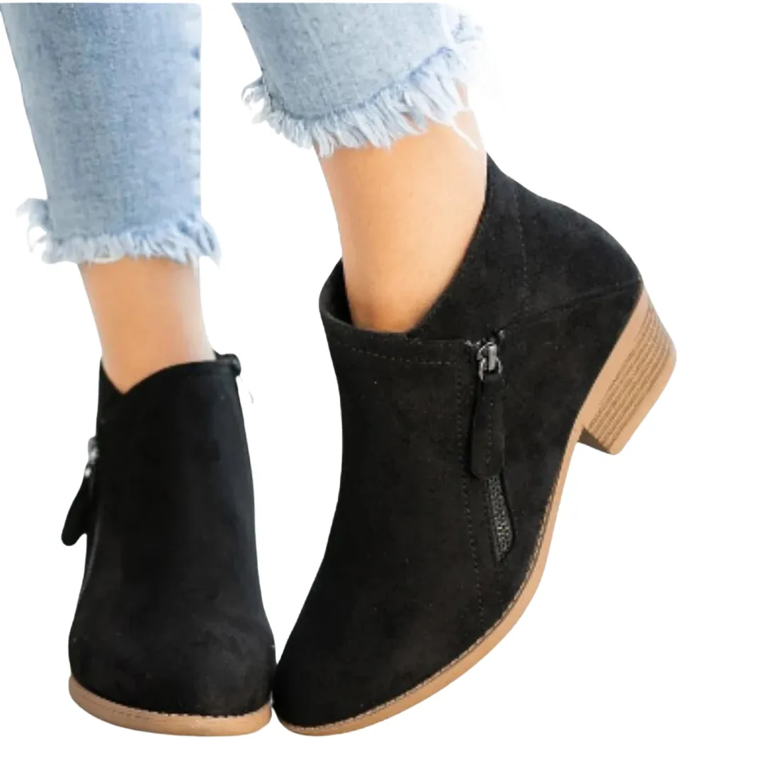 Ellie | Women Winter Warm Zip Ankle Boots | Heeled