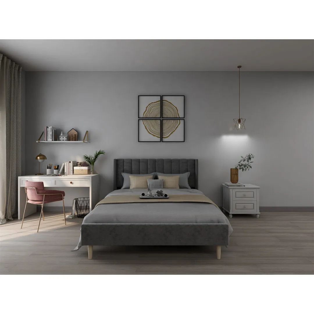 Eriksay Low Profile Upholstered Platform Bed with Wingback Headboard Wade Logan® Color: Dark Gray Velvet Size: Queen