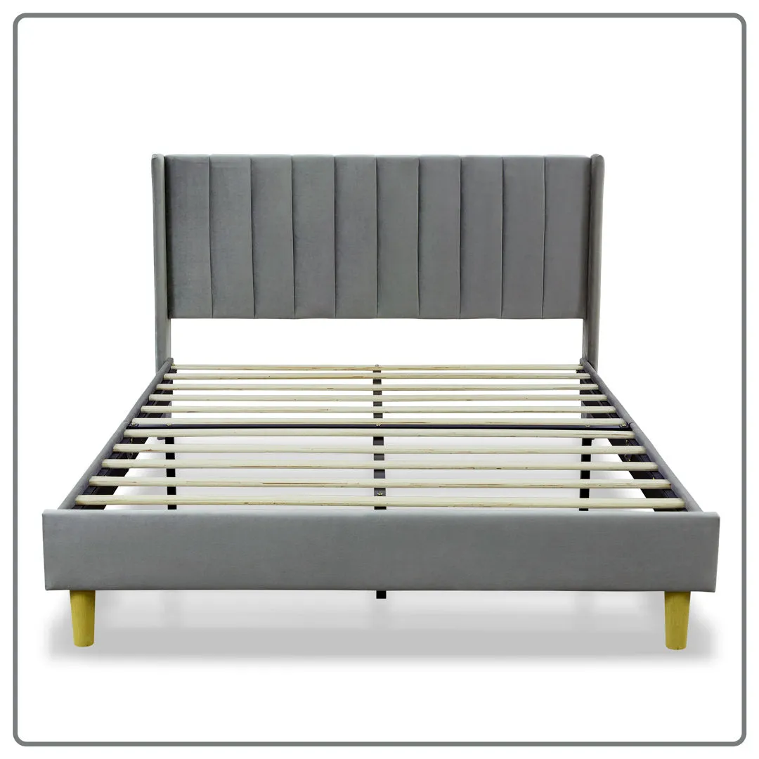 Eriksay Low Profile Upholstered Platform Bed with Wingback Headboard Wade Logan® Color: Dark Gray Velvet Size: Queen