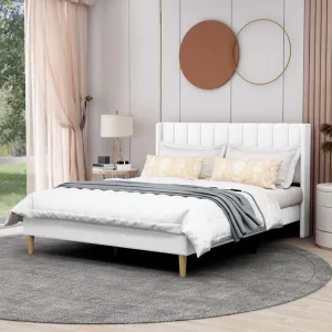Eriksay Low Profile Upholstered Platform Bed with Wingback Headboard Wade Logan® Color: New White Linen Size: Queen