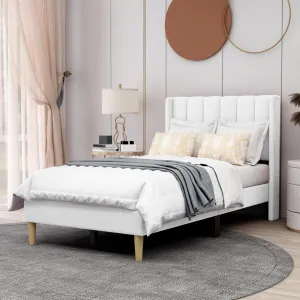 Eriksay Low Profile Upholstered Platform Bed with Wingback Headboard Wade Logan® Color: New White Linen Size: Twin