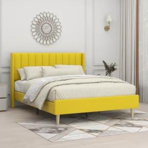 Eriksay Low Profile Upholstered Platform Bed with Wingback Headboard Wade Logan® Color: Yellow Velvet Size: Queen
