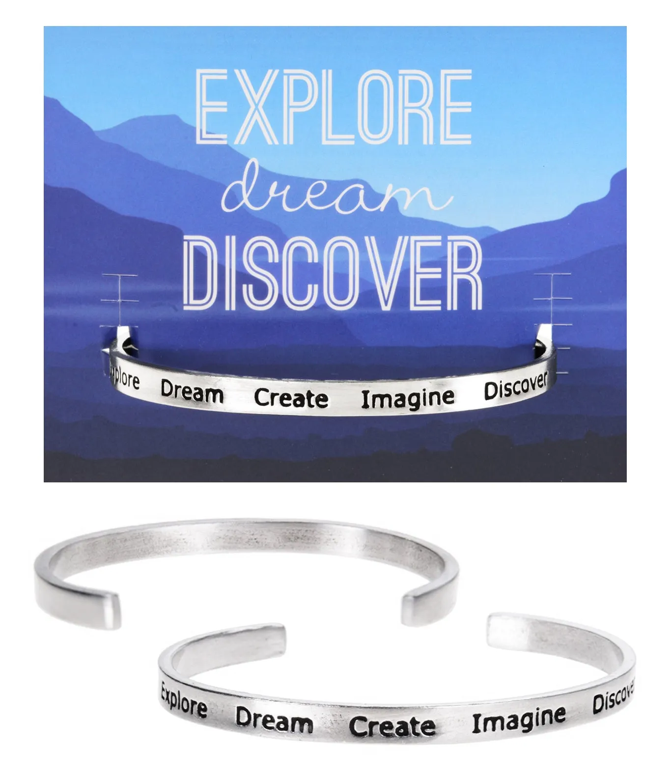 Explore-Dream-Create Imagine Discover Quotable Cuff Bracelet