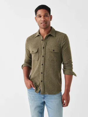 Faherty - Legend Sweater Shirt - Olive Melange Twill