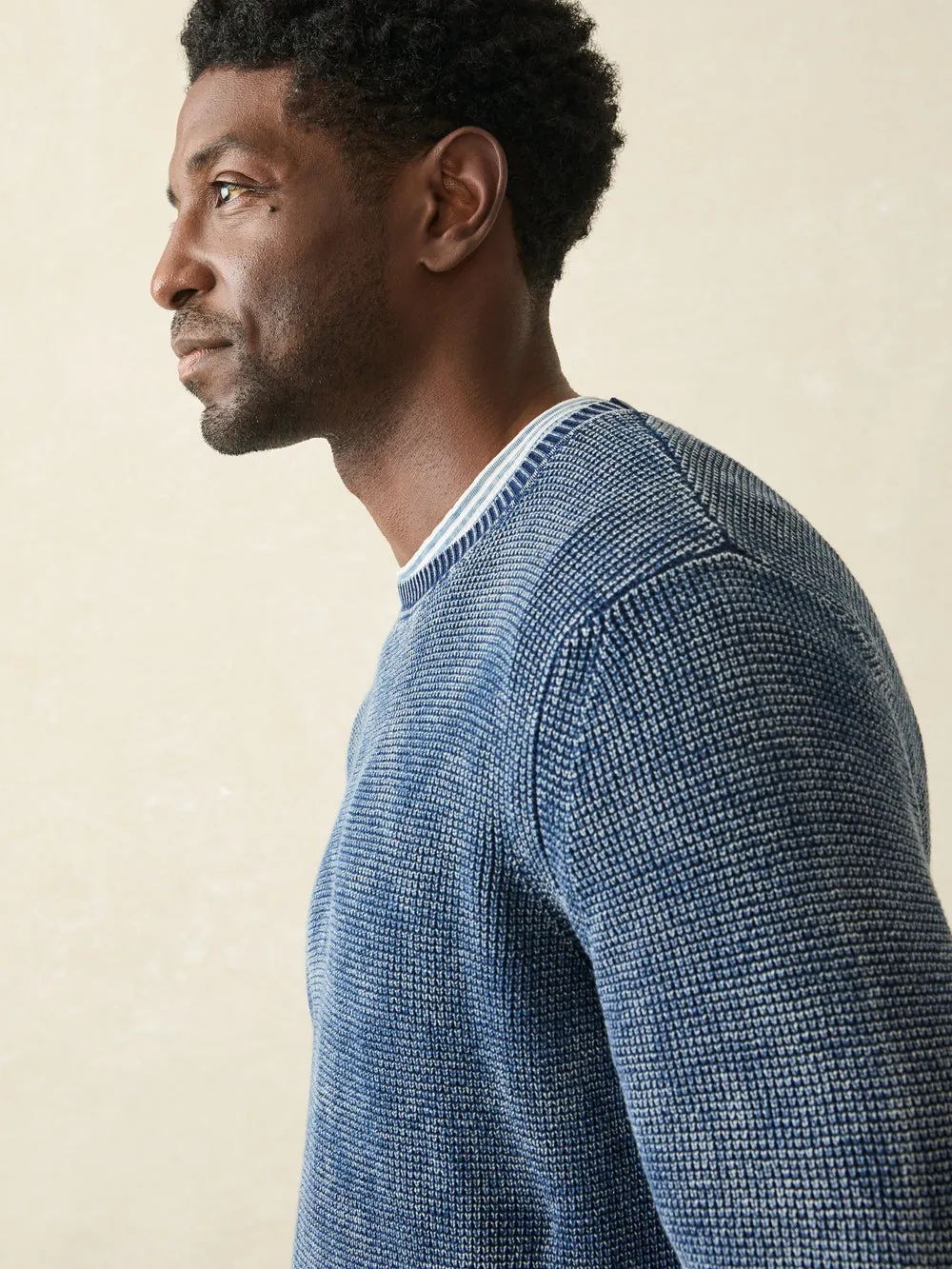 Faherty - Sunwashed Crewneck Sweater - Indigo Storm Wash