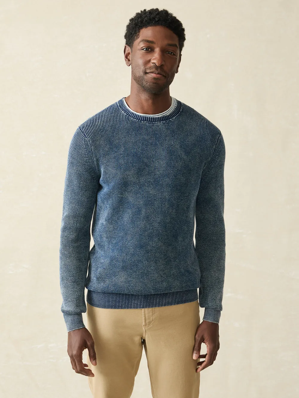 Faherty - Sunwashed Crewneck Sweater - Indigo Storm Wash