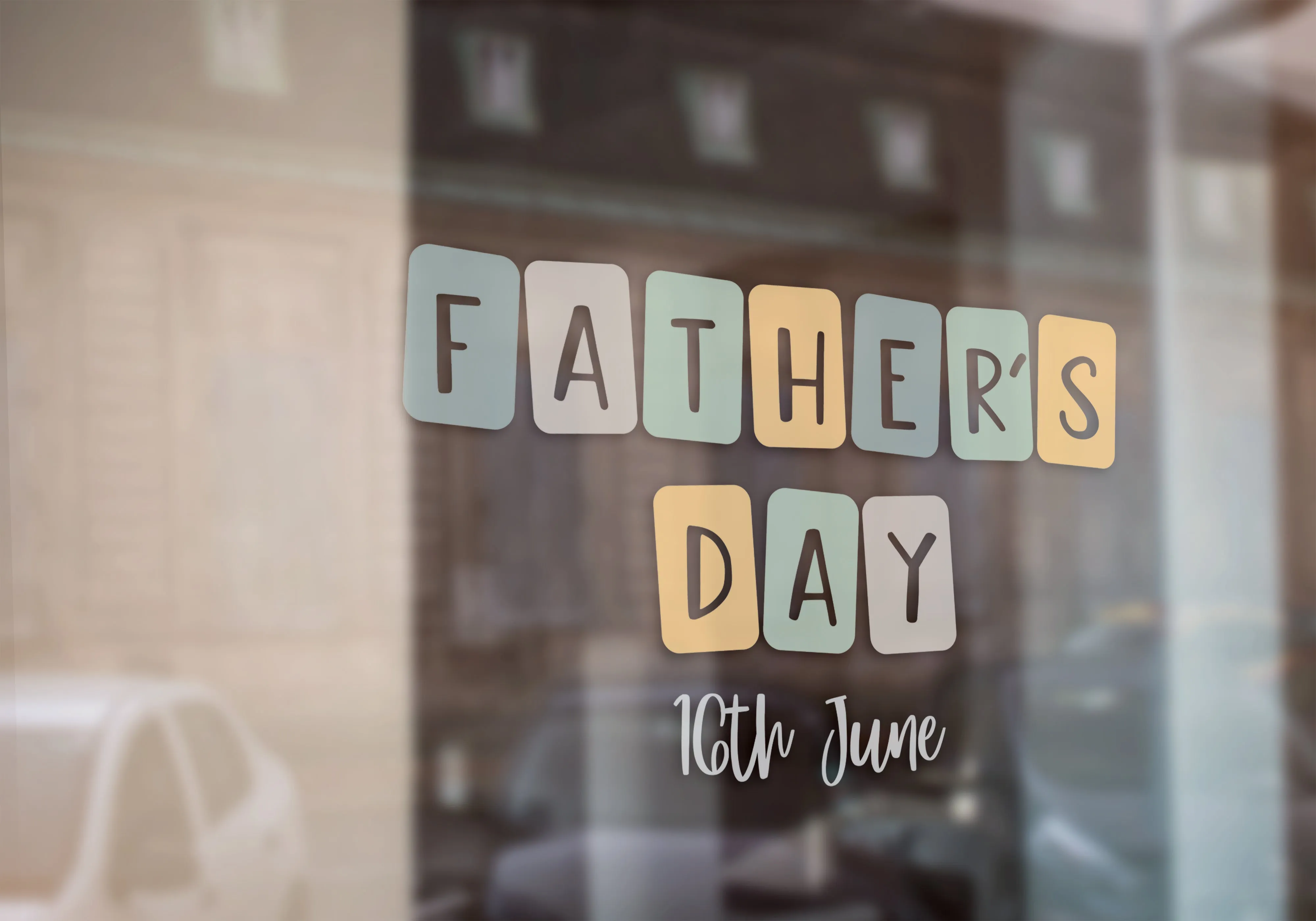 Father's Day Blocks Multicoloured Retail Shop Window Sticker