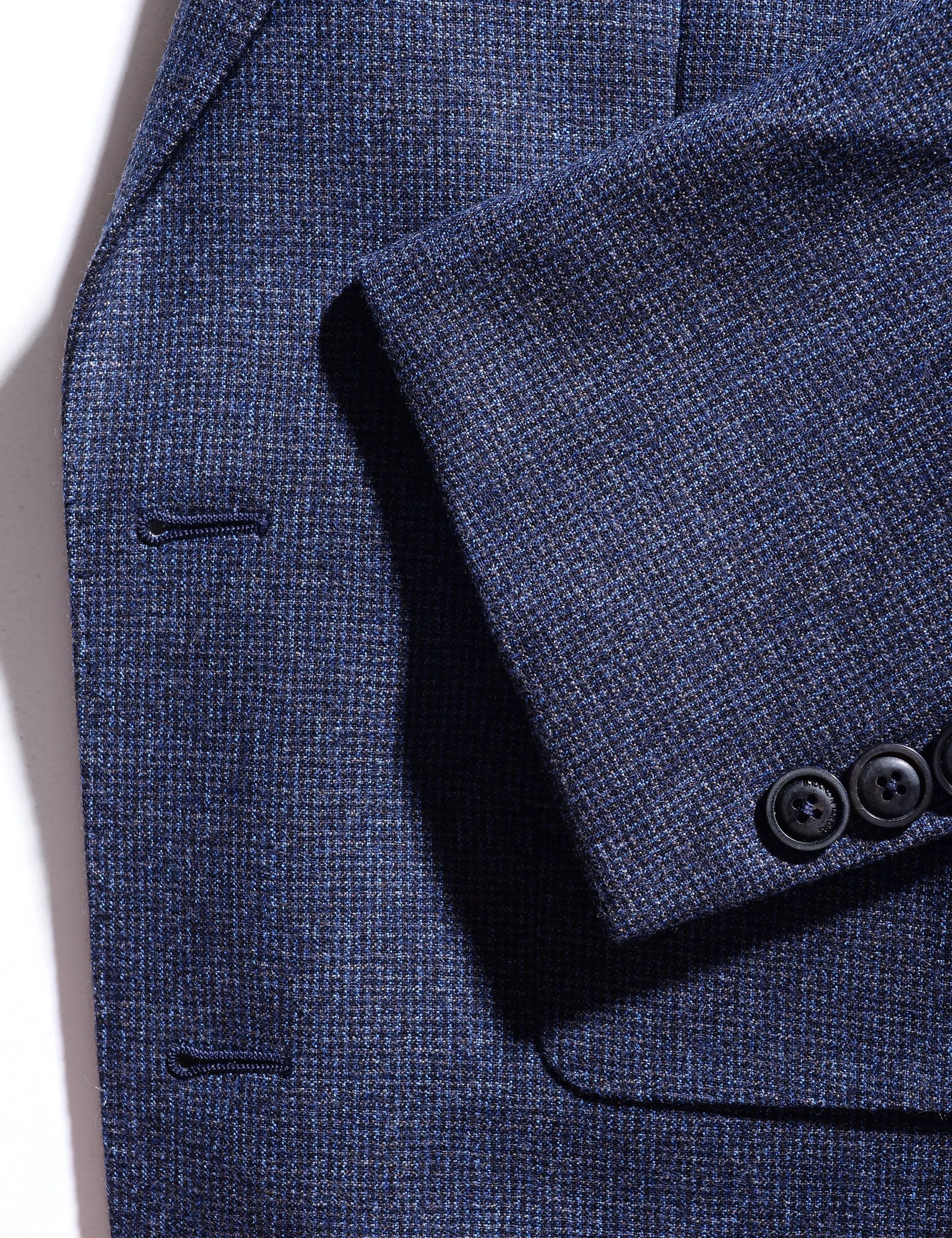 FINAL SALE: BKT50 Tailored Jacket in Super 130s Houndstooth Flannel - Blue Night