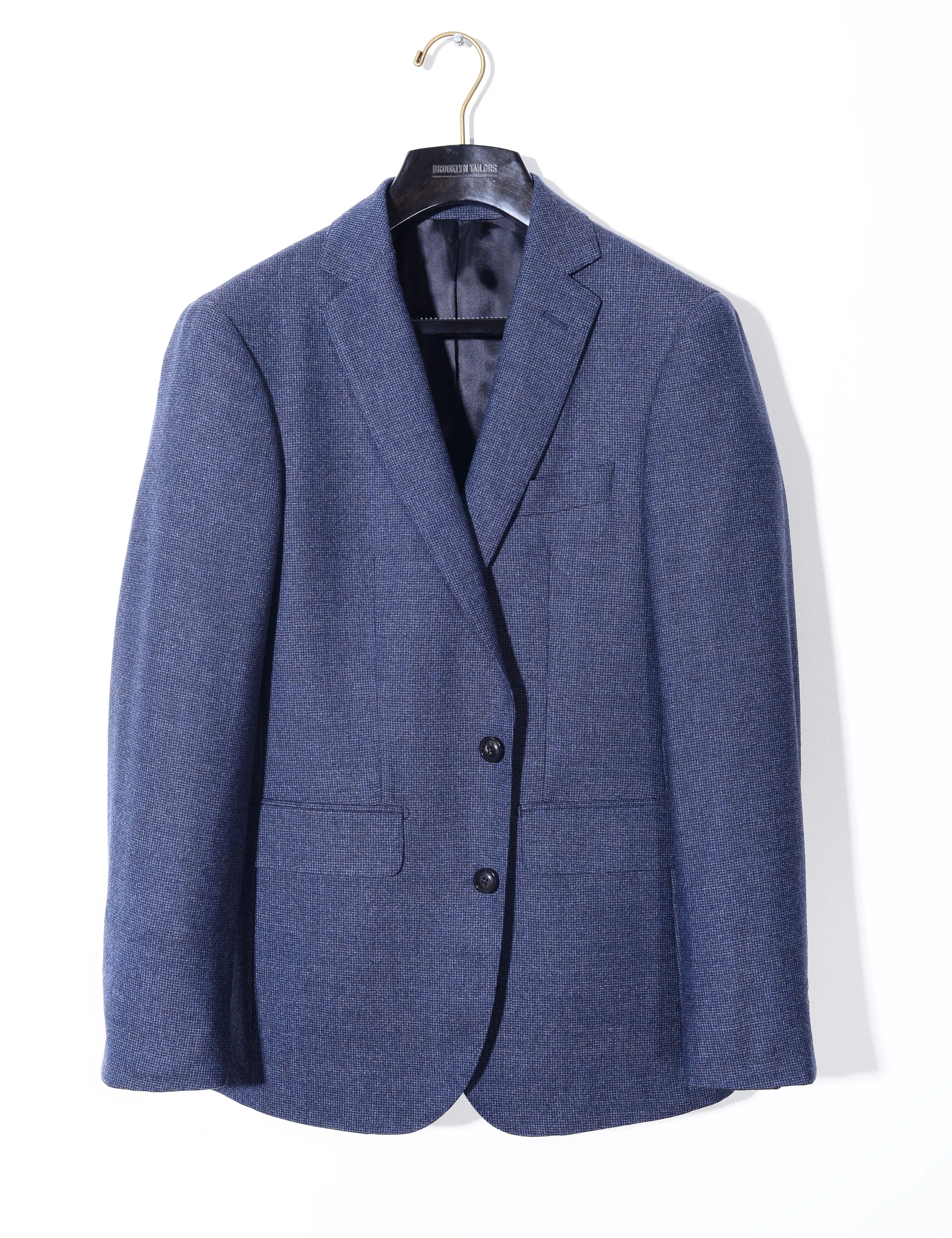 FINAL SALE: BKT50 Tailored Jacket in Super 130s Houndstooth Flannel - Blue Night