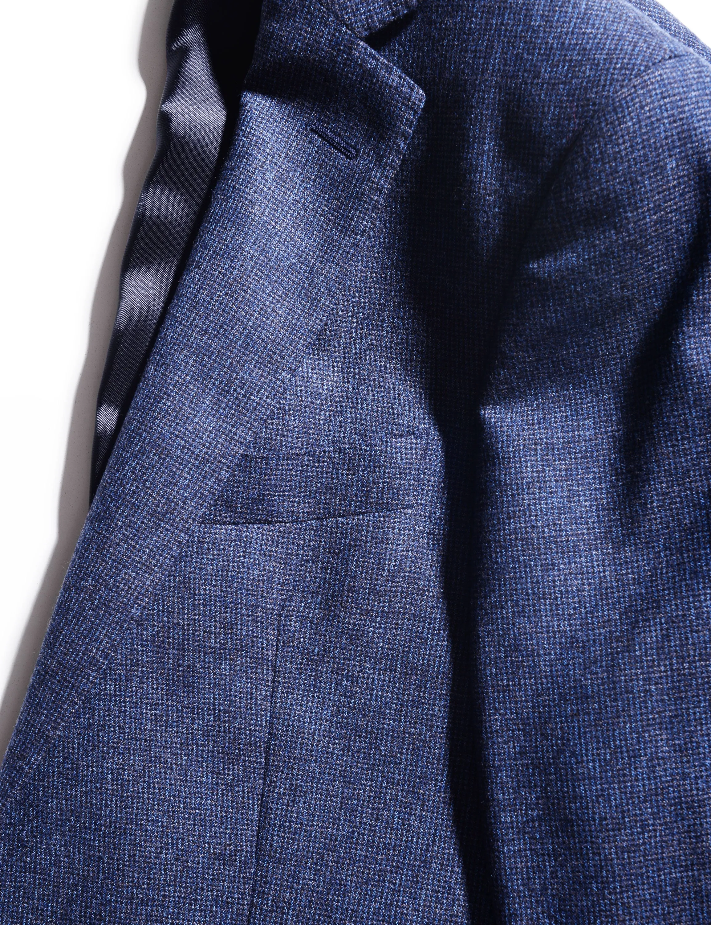 FINAL SALE: BKT50 Tailored Jacket in Super 130s Houndstooth Flannel - Blue Night