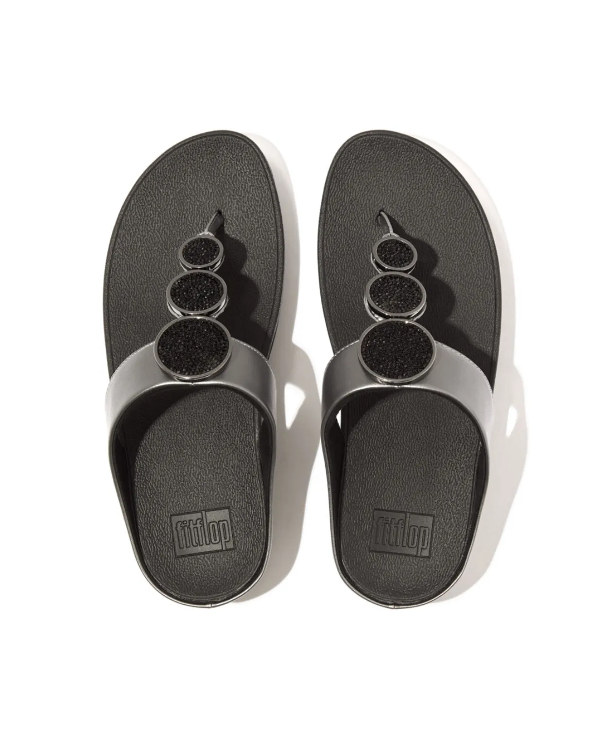 Fitflop Halo Bead Circle Metallic Toe Post Black
