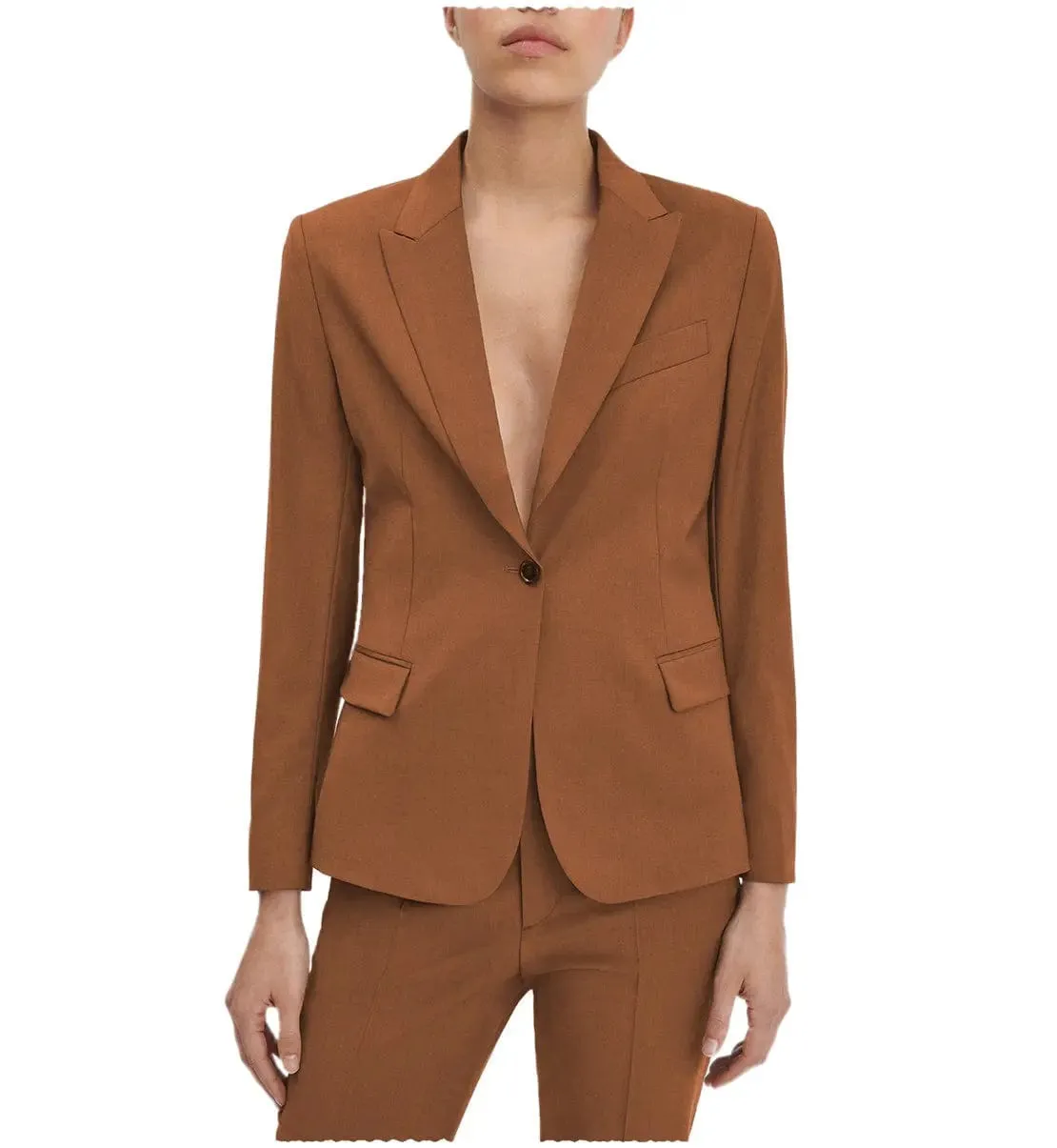 Flat Single Buttons 2 Pieces Women Suit Peak Lapel Blazer