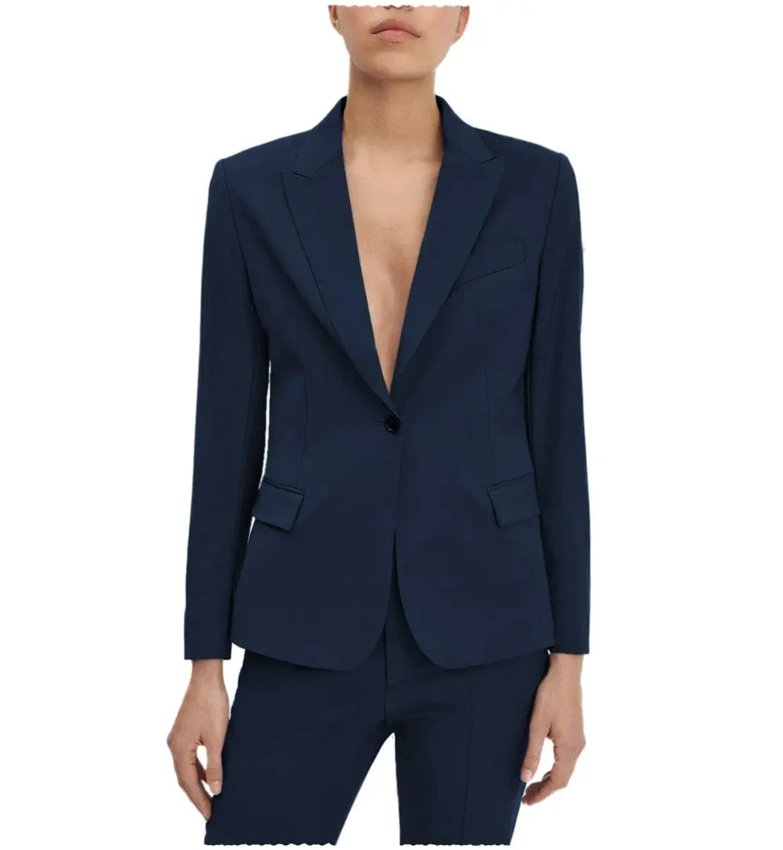 Flat Single Buttons 2 Pieces Women Suit Peak Lapel Blazer