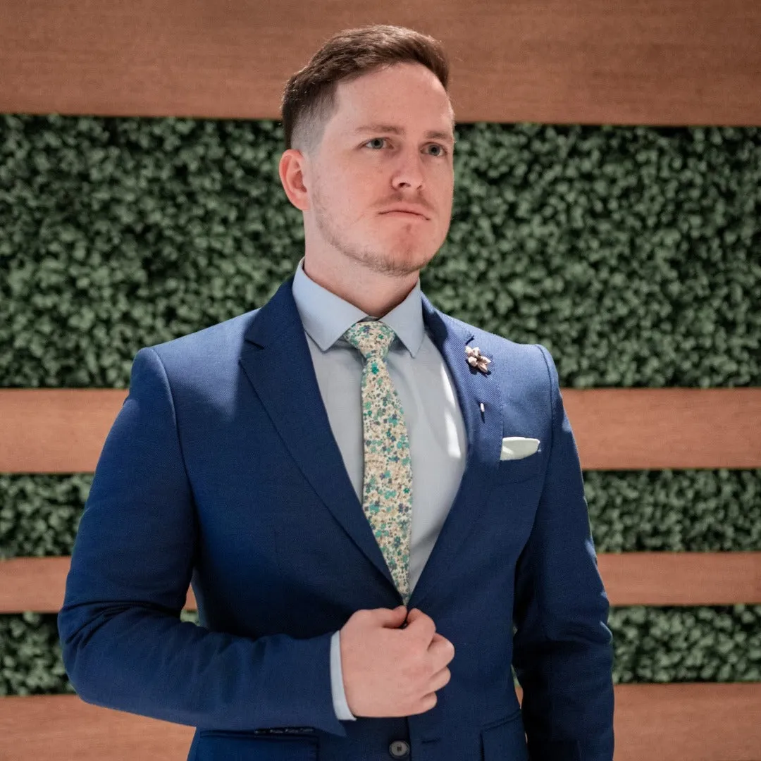 Floral Aqua Sea Blossoms Tie
