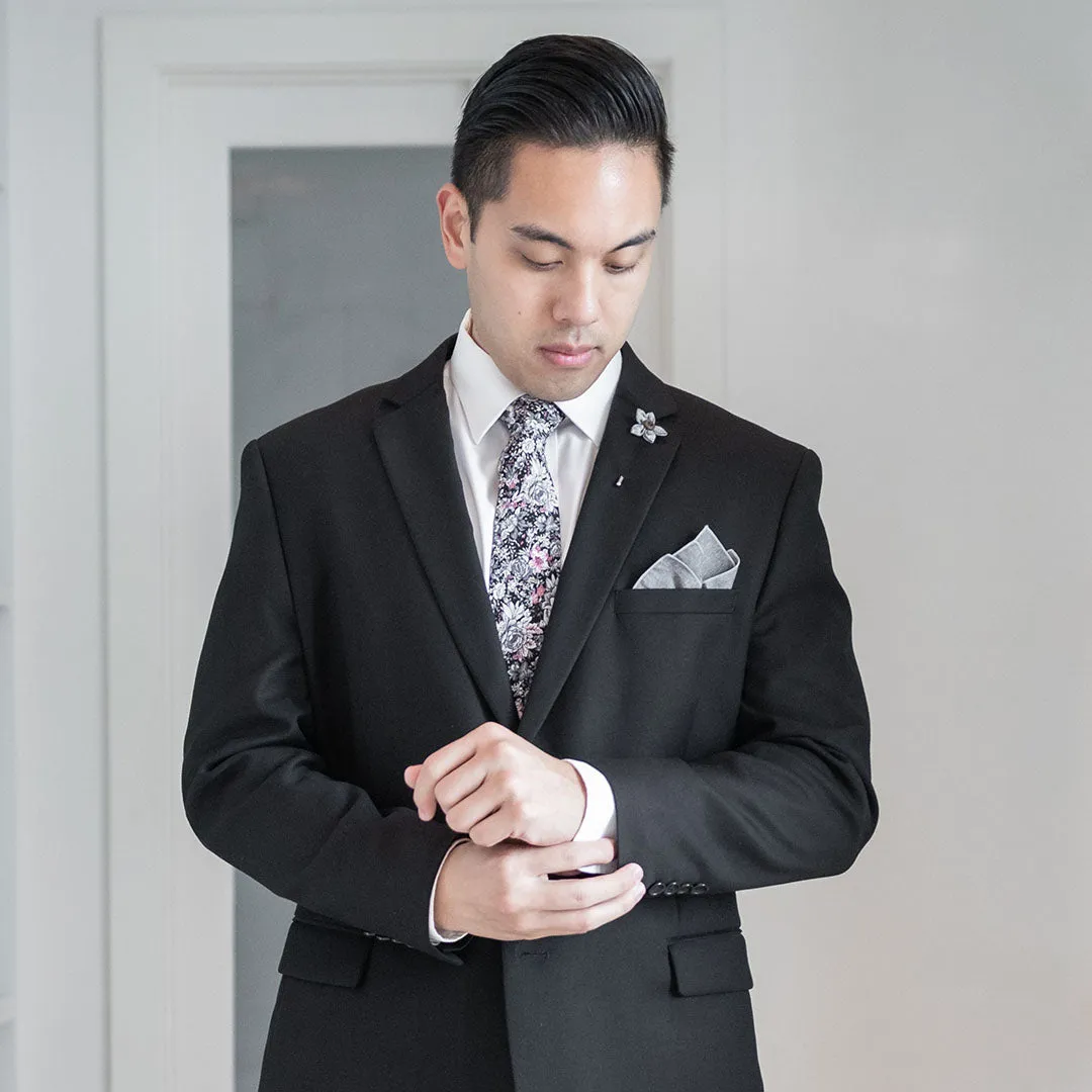 Floral Black Tie