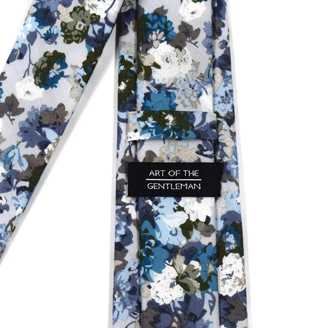 Floral Dusty Blue Tie